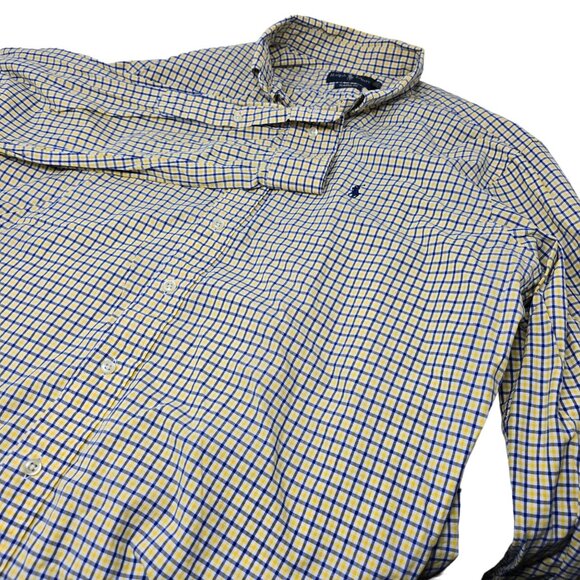 Ralph Lauren Classic Fit Button Down Shirt Size XL Men's Long Sleeve Yellow Blue - Picture 3 of 5